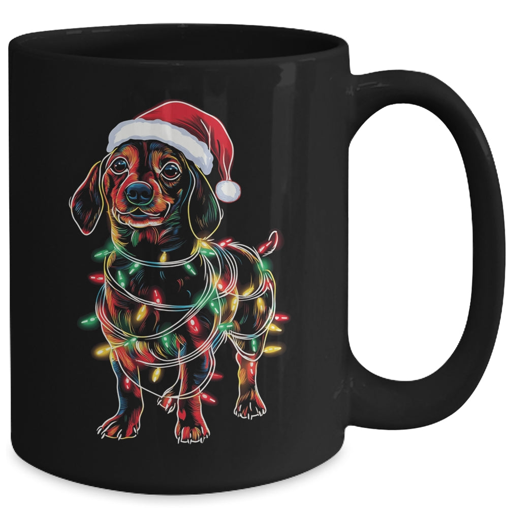 Funny Santa Dachshund Retriever Christmas Lights Dog Lover Mug | teecentury