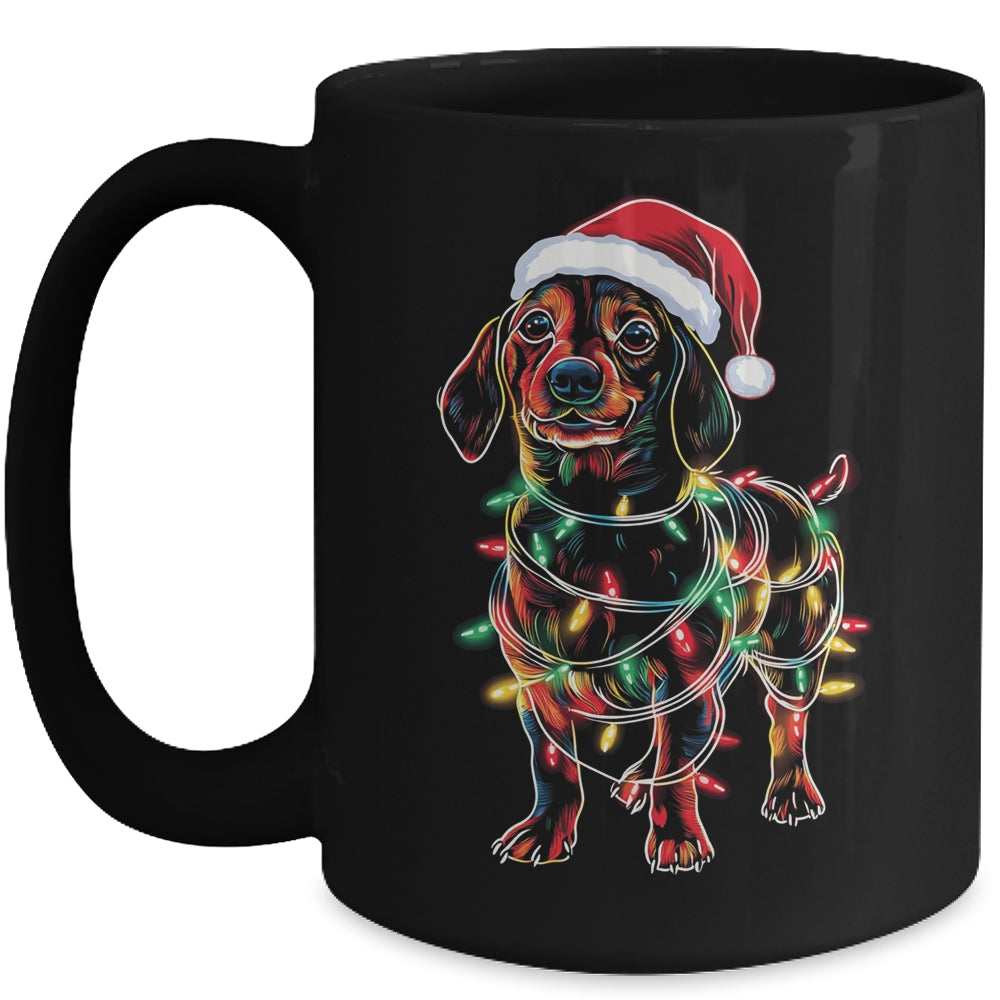 Funny Santa Dachshund Retriever Christmas Lights Dog Lover Mug | teecentury