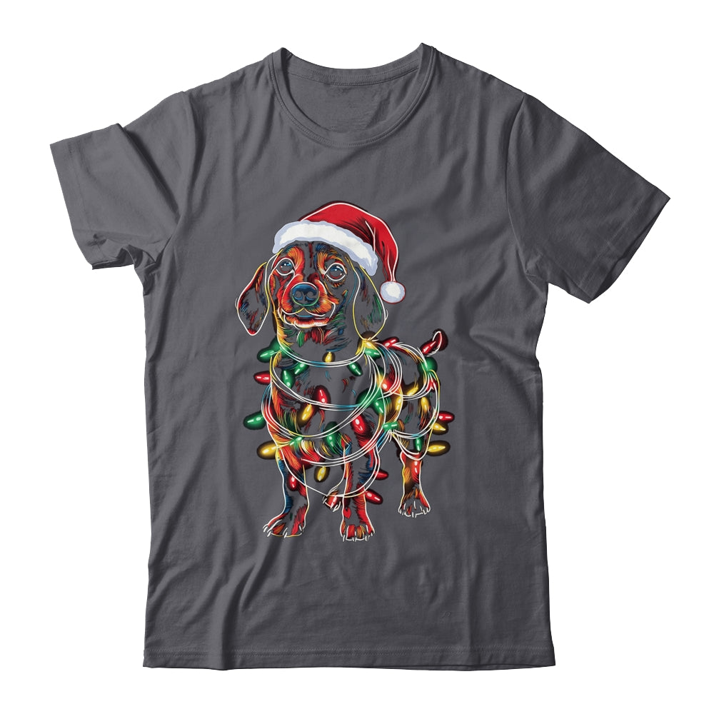 Funny Santa Dachshund Retriever Christmas Lights Dog Lover Shirt & Sweatshirt | teecentury