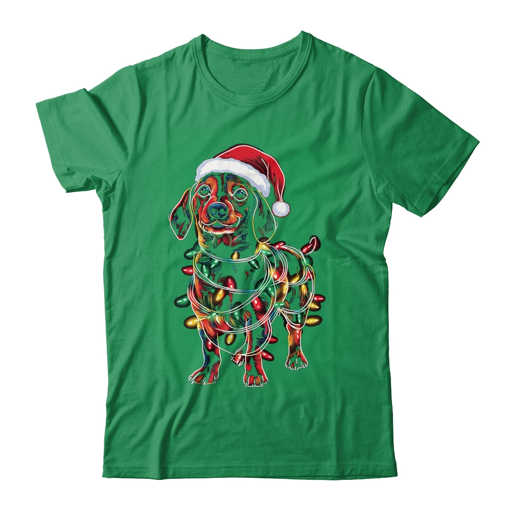 Funny Santa Dachshund Retriever Christmas Lights Dog Lover Shirt & Sweatshirt | teecentury