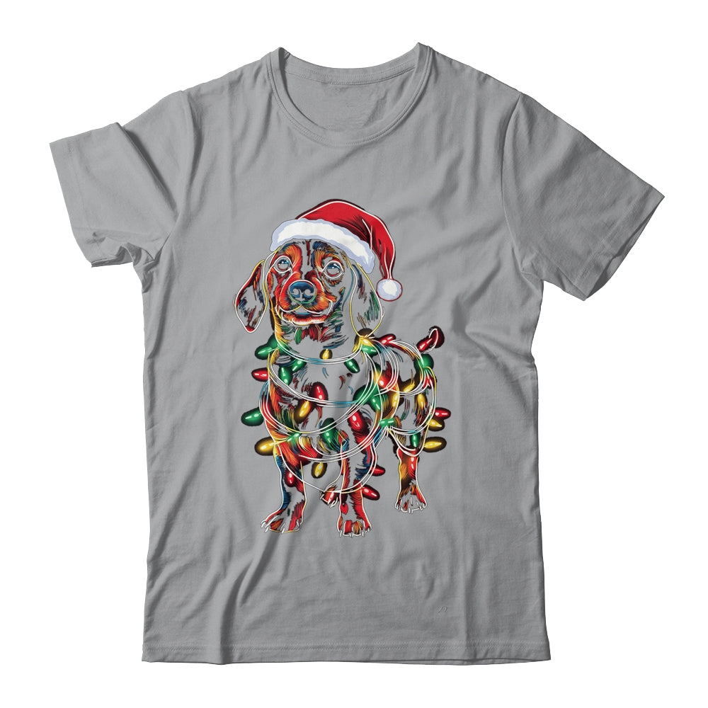 Funny Santa Dachshund Retriever Christmas Lights Dog Lover Shirt & Sweatshirt | teecentury