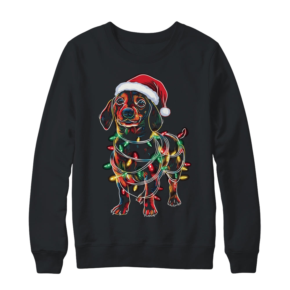 Funny Santa Dachshund Retriever Christmas Lights Dog Lover Shirt & Sweatshirt | teecentury