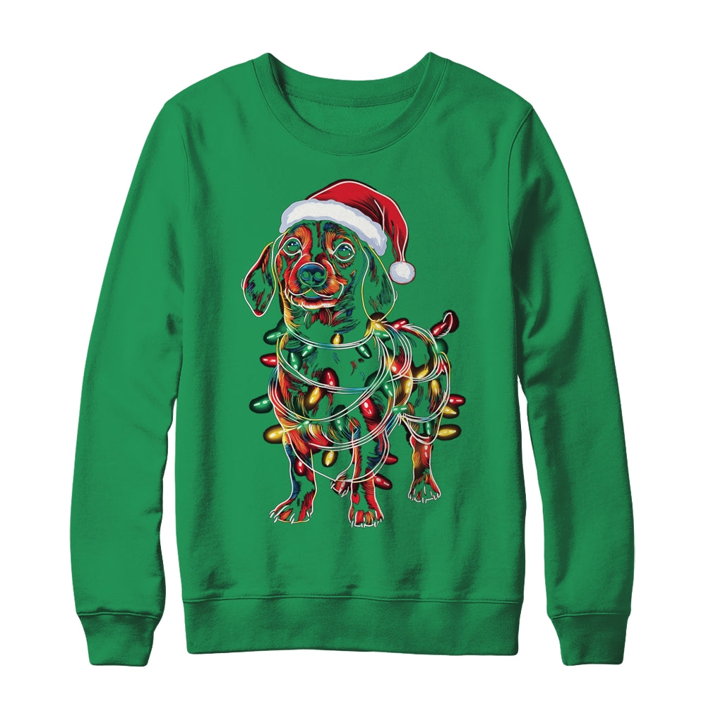 Funny Santa Dachshund Retriever Christmas Lights Dog Lover Shirt & Sweatshirt | teecentury