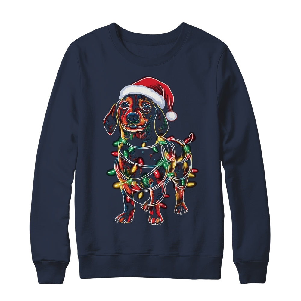 Funny Santa Dachshund Retriever Christmas Lights Dog Lover Shirt & Sweatshirt | teecentury