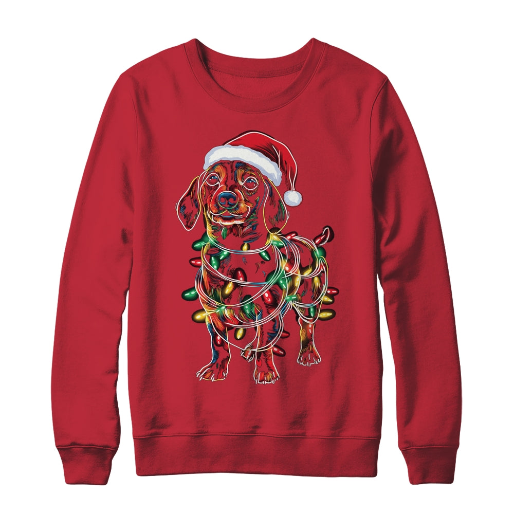 Funny Santa Dachshund Retriever Christmas Lights Dog Lover Shirt & Sweatshirt | teecentury