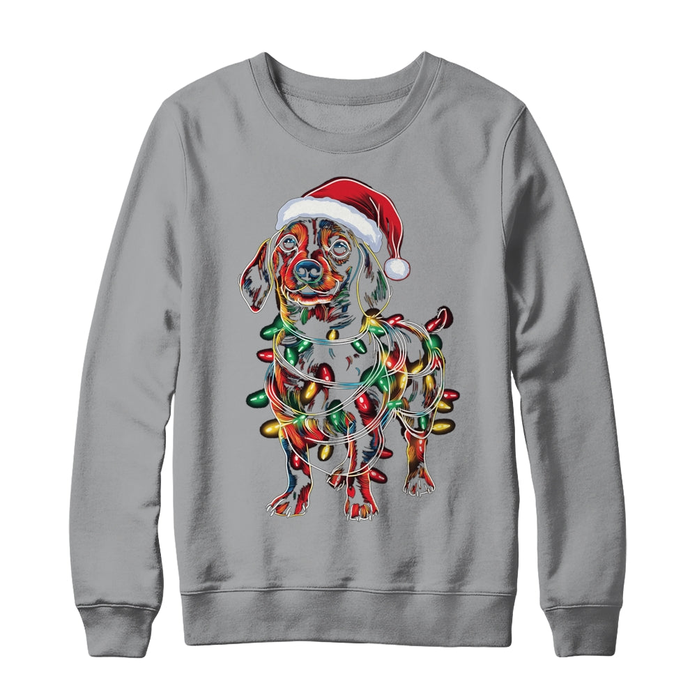 Funny Santa Dachshund Retriever Christmas Lights Dog Lover Shirt & Sweatshirt | teecentury