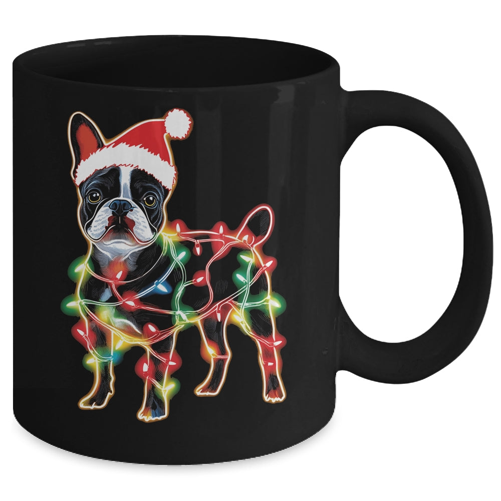 Funny Santa French Bulldog Retriever Christmas Lights Dog Lover Mug | teecentury
