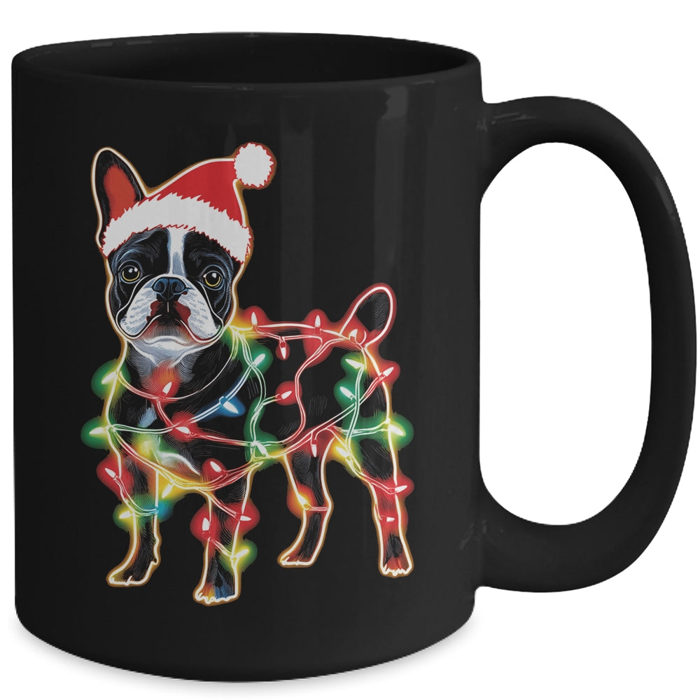 Funny Santa French Bulldog Retriever Christmas Lights Dog Lover Mug | teecentury