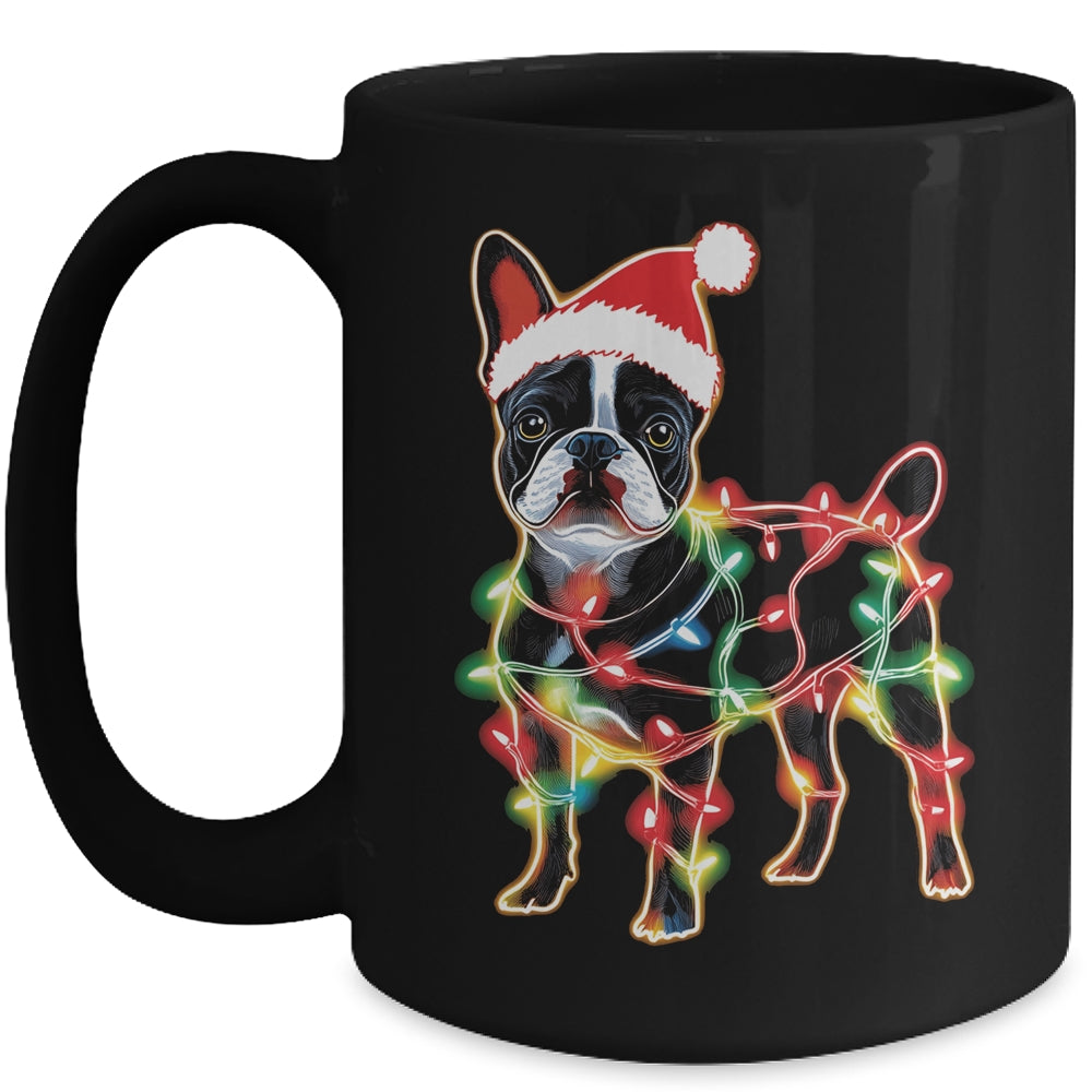 Funny Santa French Bulldog Retriever Christmas Lights Dog Lover Mug | teecentury