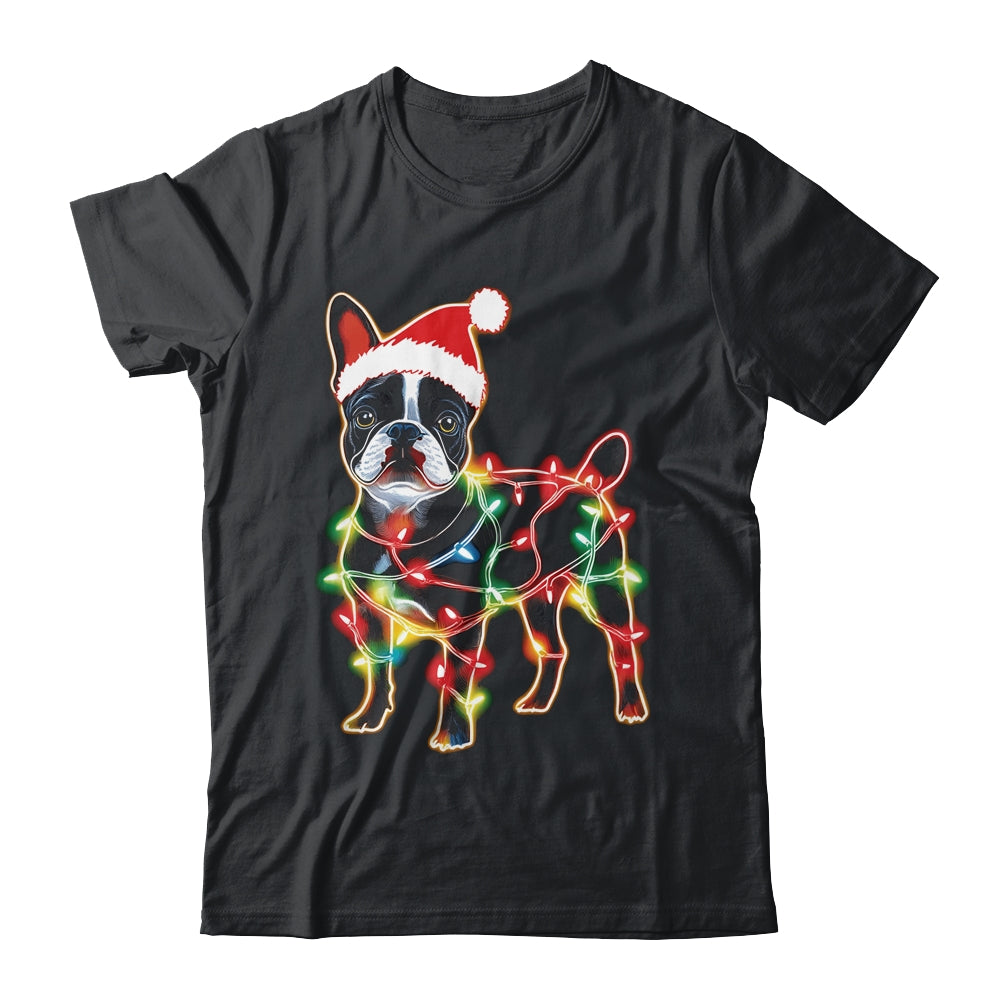 Funny Santa French Bulldog Retriever Christmas Lights Dog Lover Shirt Sweatshirt Teecentury