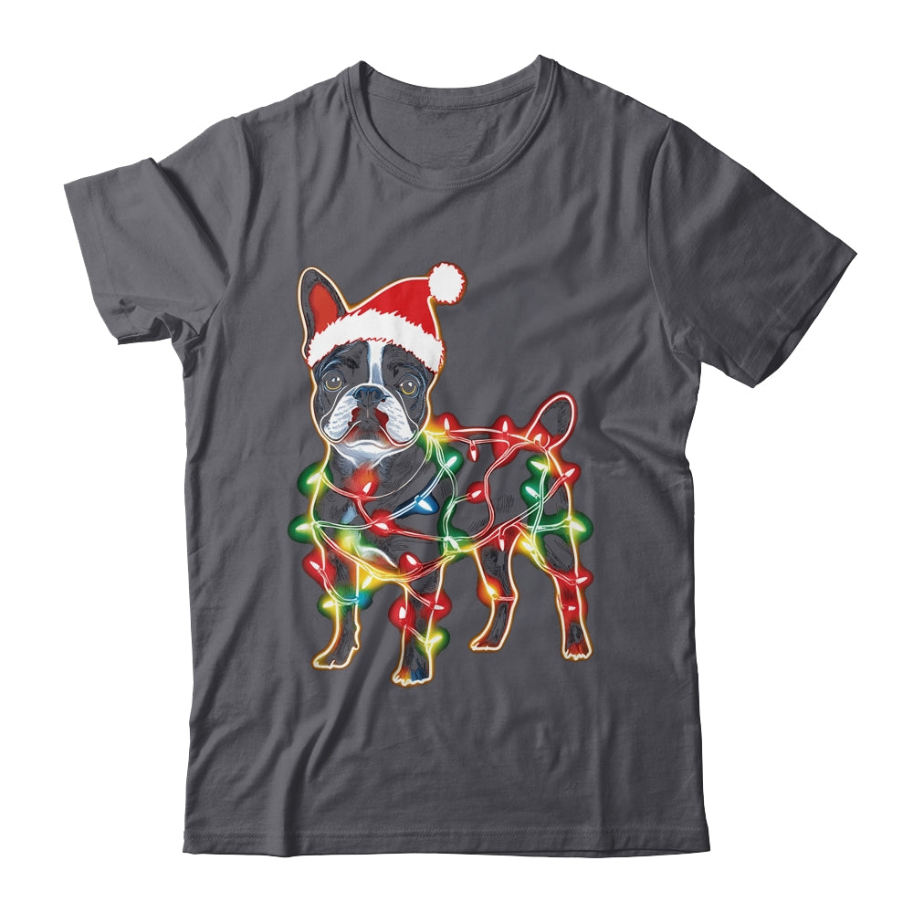 Funny Santa French Bulldog Retriever Christmas Lights Dog Lover Shirt & Sweatshirt | teecentury