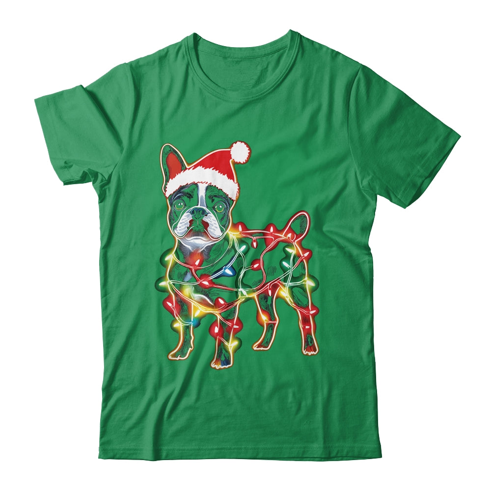 Funny Santa French Bulldog Retriever Christmas Lights Dog Lover Shirt & Sweatshirt | teecentury