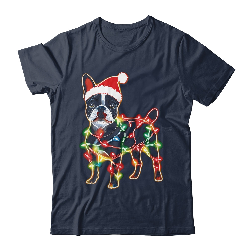 Funny Santa French Bulldog Retriever Christmas Lights Dog Lover Shirt & Sweatshirt | teecentury
