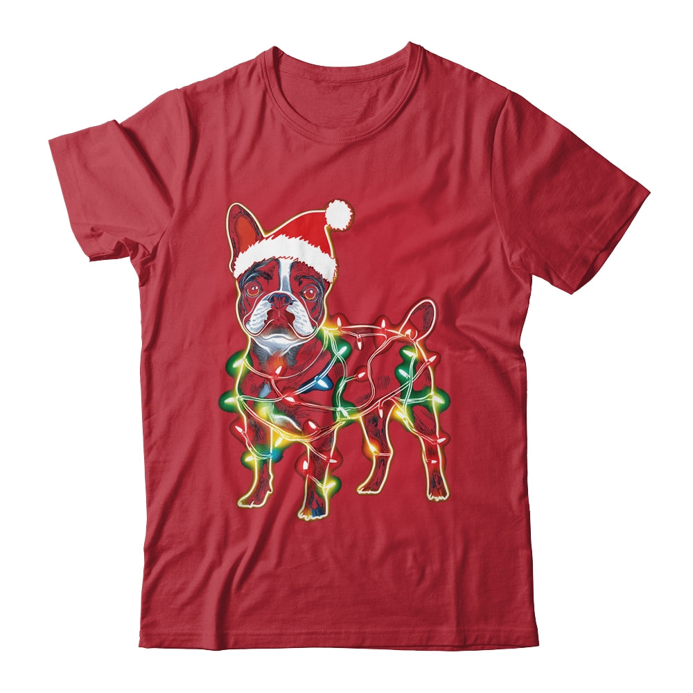 Funny Santa French Bulldog Retriever Christmas Lights Dog Lover Shirt & Sweatshirt | teecentury