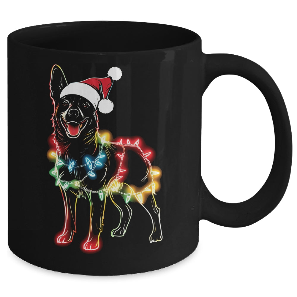 Funny Santa German Shepherd Retriever Christmas Lights Dog Lover Mug | teecentury