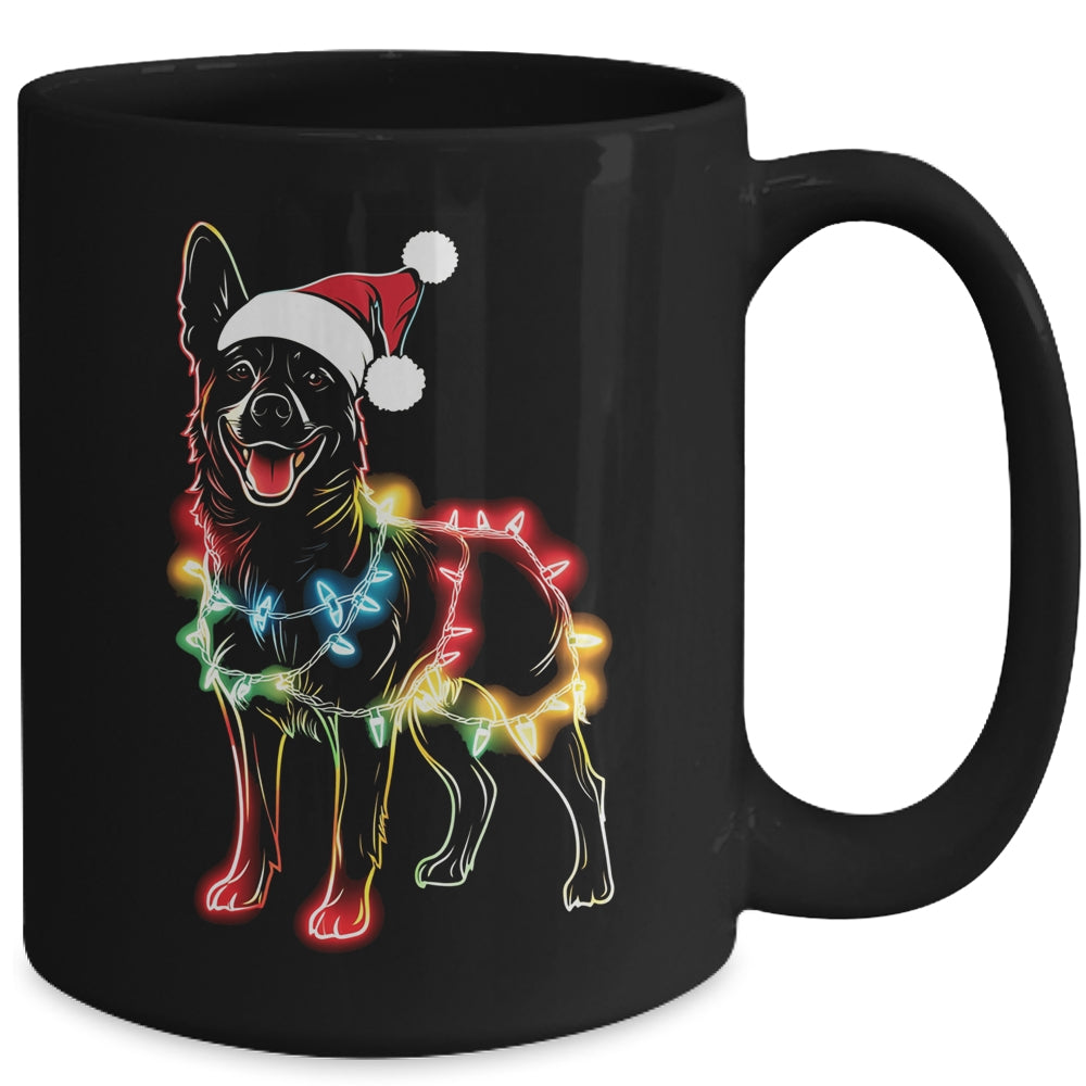 Funny Santa German Shepherd Retriever Christmas Lights Dog Lover Mug | teecentury