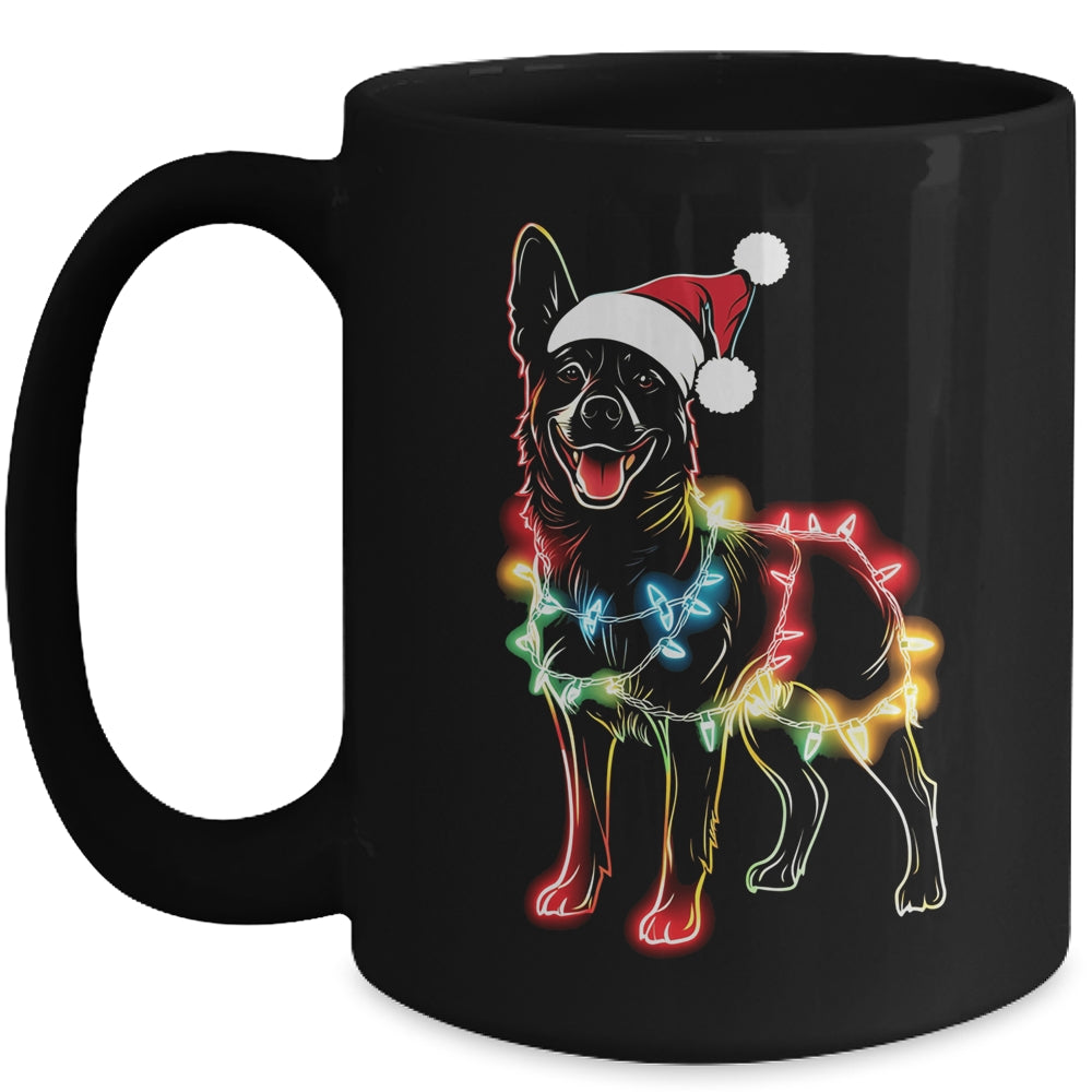Funny Santa German Shepherd Retriever Christmas Lights Dog Lover Mug | teecentury