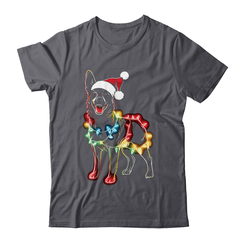 Funny Santa German Shepherd Retriever Christmas Lights Dog Lover Shirt & Sweatshirt | teecentury