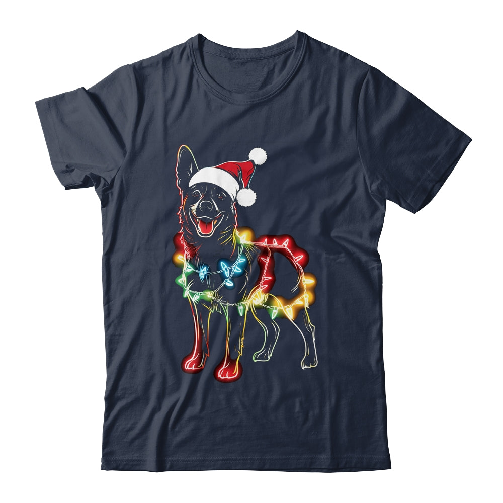 Funny Santa German Shepherd Retriever Christmas Lights Dog Lover Shirt & Sweatshirt | teecentury