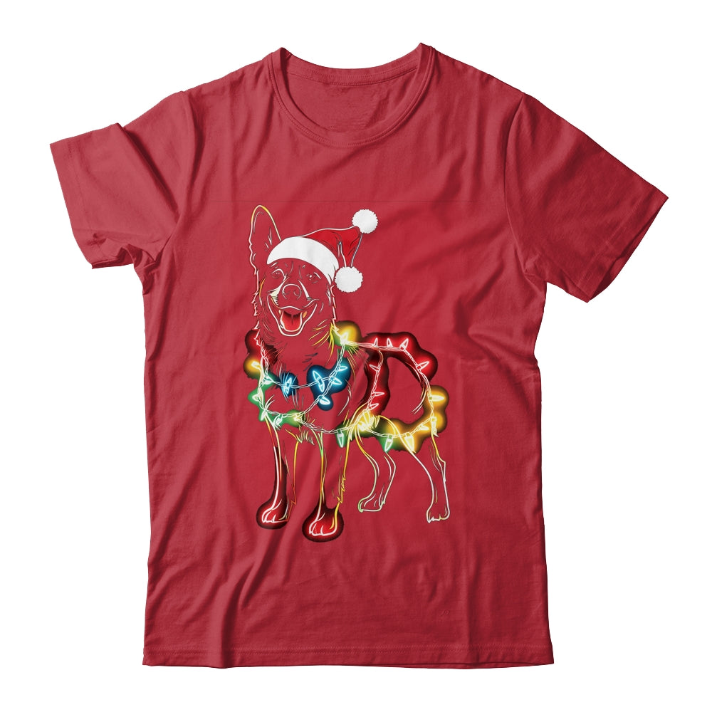 Funny Santa German Shepherd Retriever Christmas Lights Dog Lover Shirt & Sweatshirt | teecentury