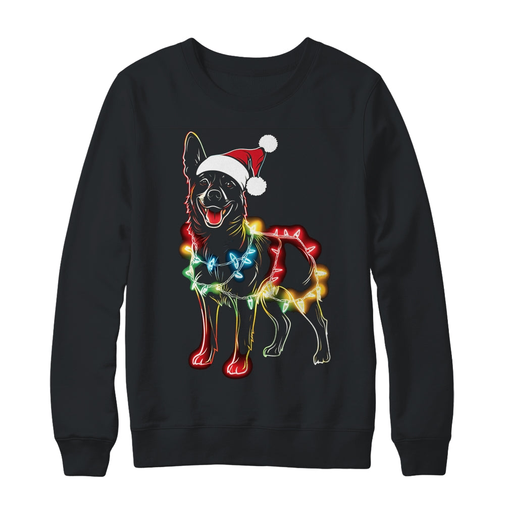 Funny Santa German Shepherd Retriever Christmas Lights Dog Lover Shirt & Sweatshirt | teecentury