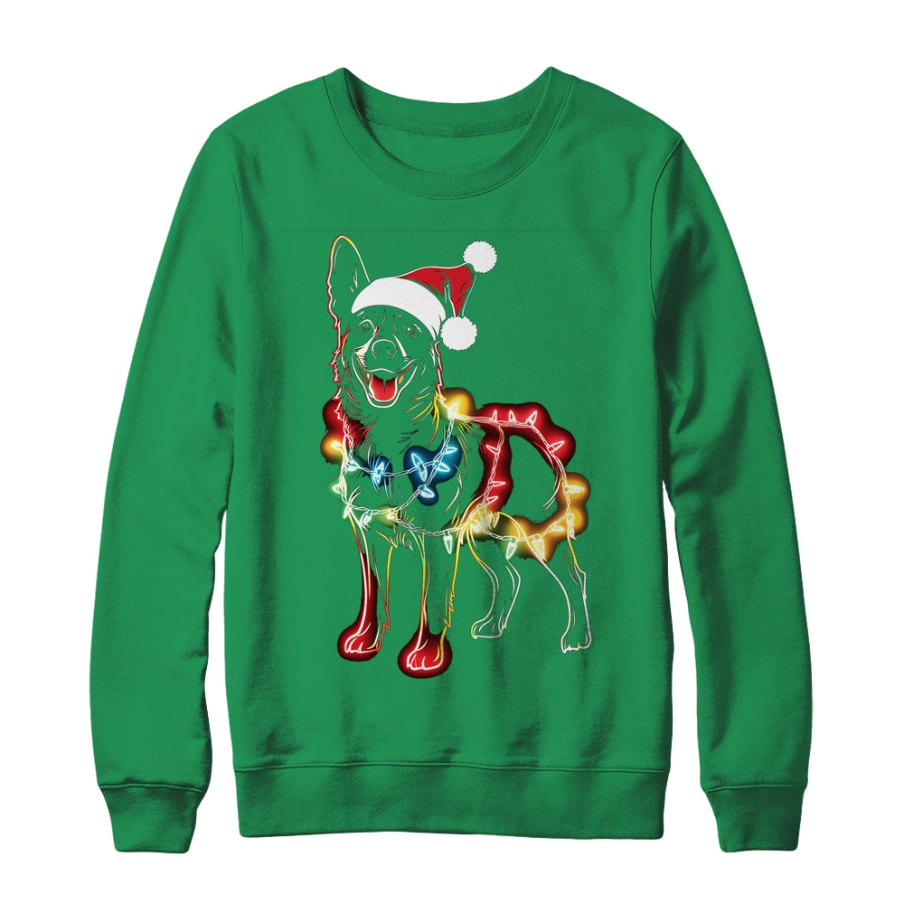 Funny Santa German Shepherd Retriever Christmas Lights Dog Lover Shirt & Sweatshirt | teecentury
