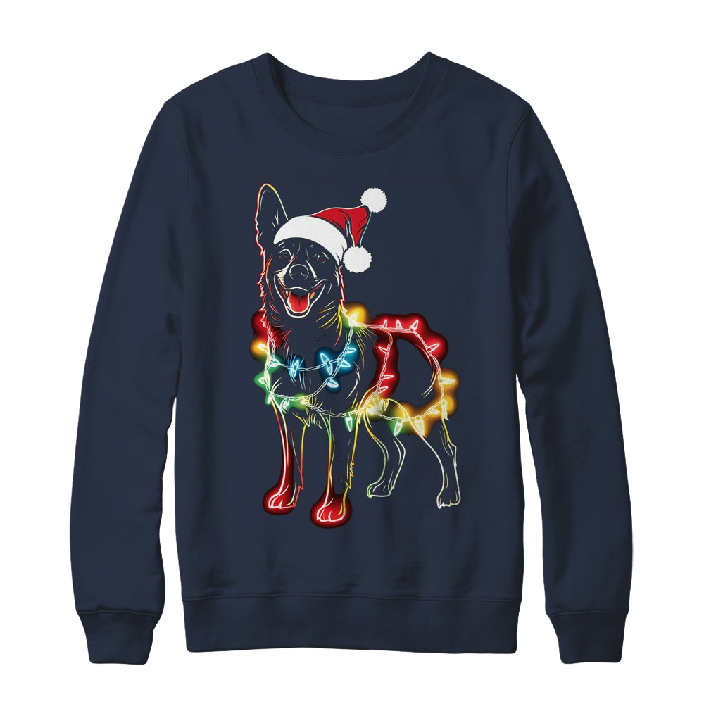 Funny Santa German Shepherd Retriever Christmas Lights Dog Lover Shirt & Sweatshirt | teecentury