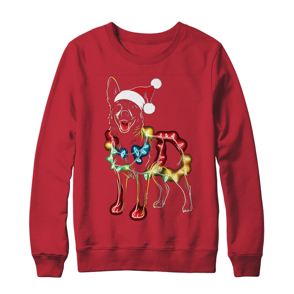 Funny Santa German Shepherd Retriever Christmas Lights Dog Lover Shirt & Sweatshirt | teecentury