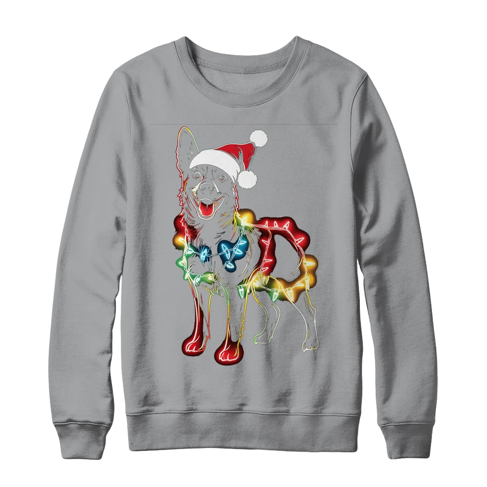 Funny Santa German Shepherd Retriever Christmas Lights Dog Lover Shirt & Sweatshirt | teecentury