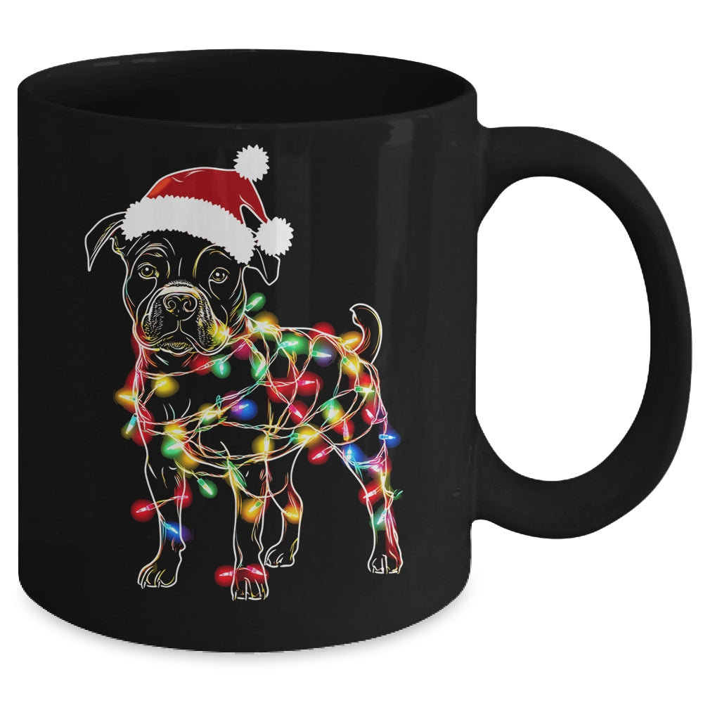 Funny Santa Pitbull Retriever Christmas Lights Dog Lover Mug | teecentury
