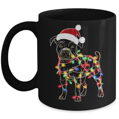 Funny Santa Pitbull Retriever Christmas Lights Dog Lover Mug | teecentury