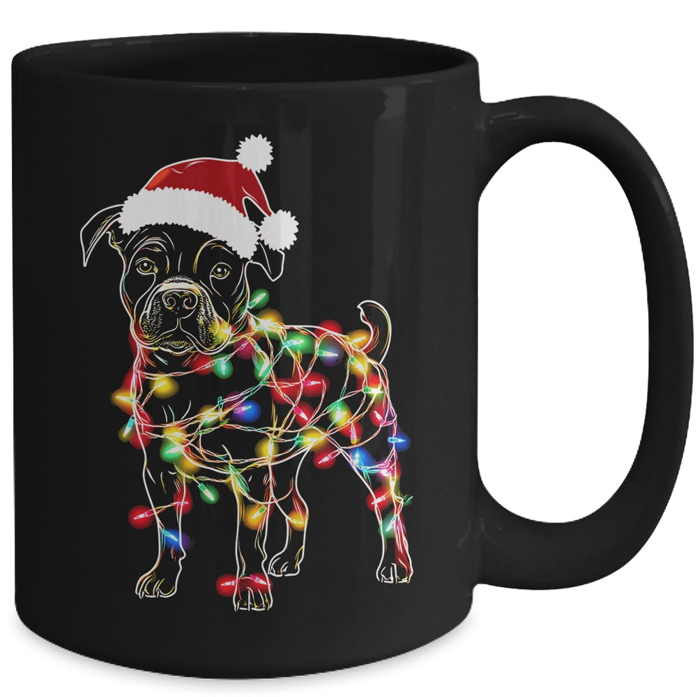 Funny Santa Pitbull Retriever Christmas Lights Dog Lover Mug | teecentury