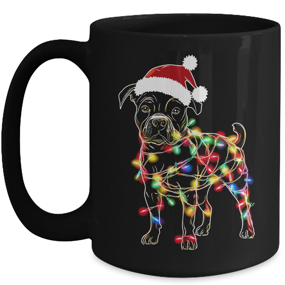 Funny Santa Pitbull Retriever Christmas Lights Dog Lover Mug | teecentury