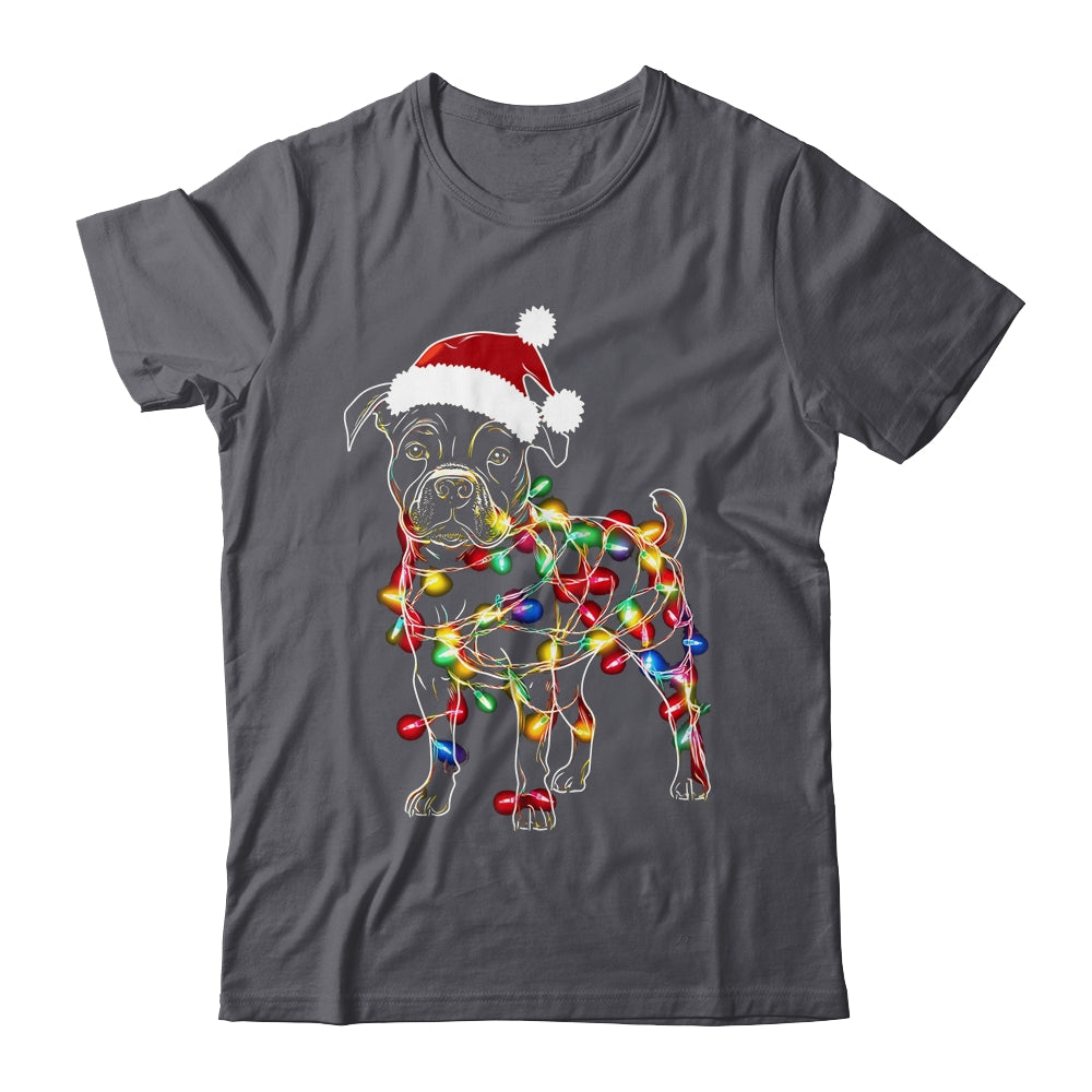 Funny Santa Pitbull Retriever Christmas Lights Dog Lover Shirt & Sweatshirt | teecentury