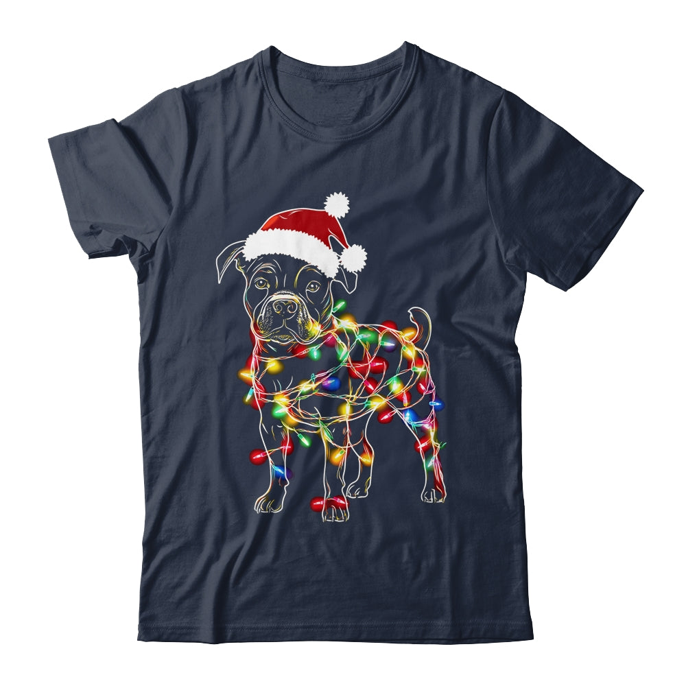 Funny Santa Pitbull Retriever Christmas Lights Dog Lover Shirt & Sweatshirt | teecentury