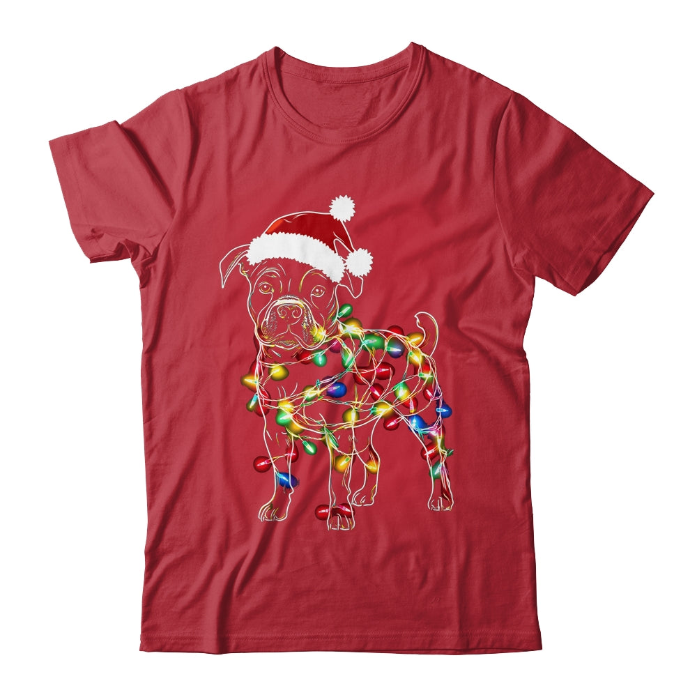Funny Santa Pitbull Retriever Christmas Lights Dog Lover Shirt & Sweatshirt | teecentury