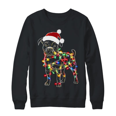 Funny Santa Pitbull Retriever Christmas Lights Dog Lover Shirt & Sweatshirt | teecentury