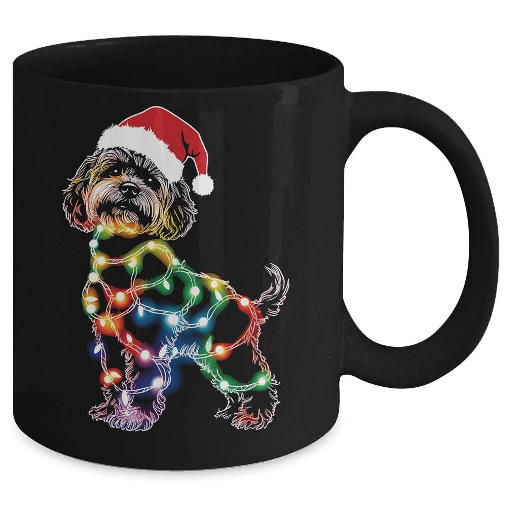 Funny Santa Poodle Retriever Christmas Lights Dog Lover Mug | teecentury