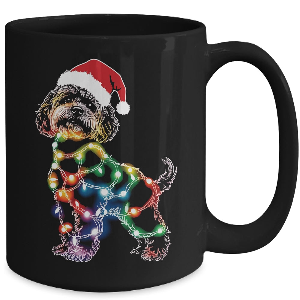 Funny Santa Poodle Retriever Christmas Lights Dog Lover Mug | teecentury