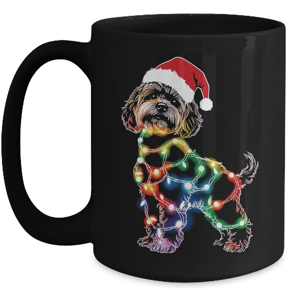 Funny Santa Poodle Retriever Christmas Lights Dog Lover Mug | teecentury