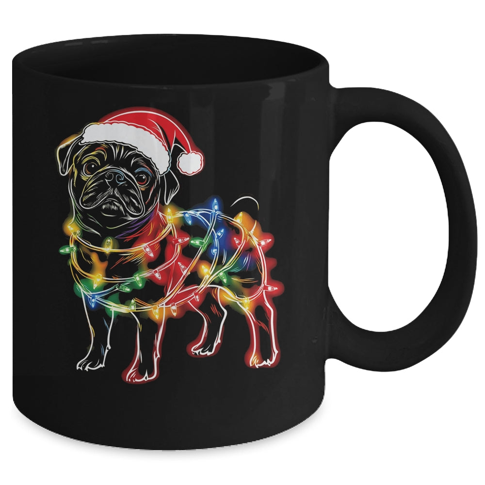 Funny Santa Pug Retriever Christmas Lights Dog Lover Mug | teecentury