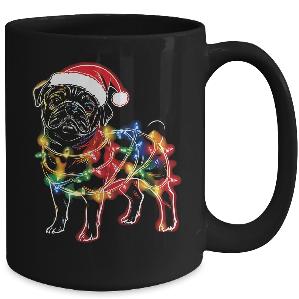 Funny Santa Pug Retriever Christmas Lights Dog Lover Mug | teecentury