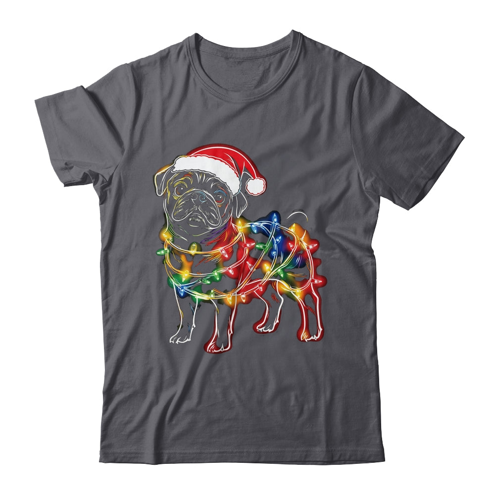 Funny Santa Pug Retriever Christmas Lights Dog Lover Shirt & Sweatshirt | teecentury