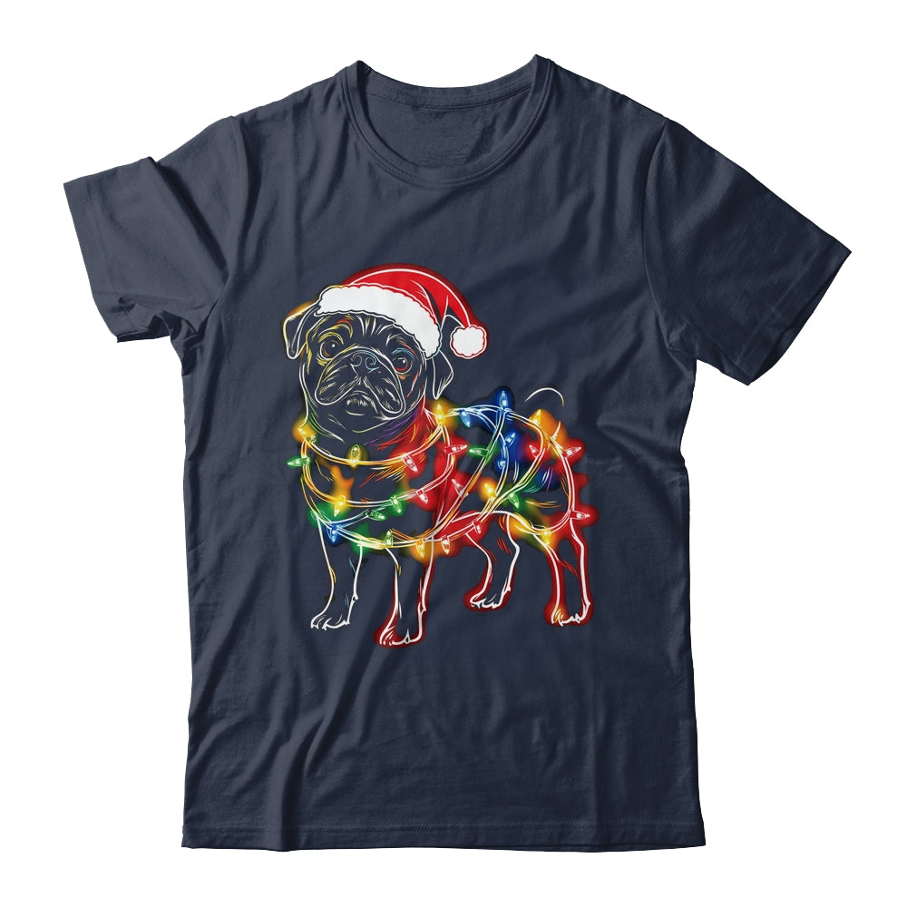 Funny Santa Pug Retriever Christmas Lights Dog Lover Shirt & Sweatshirt | teecentury