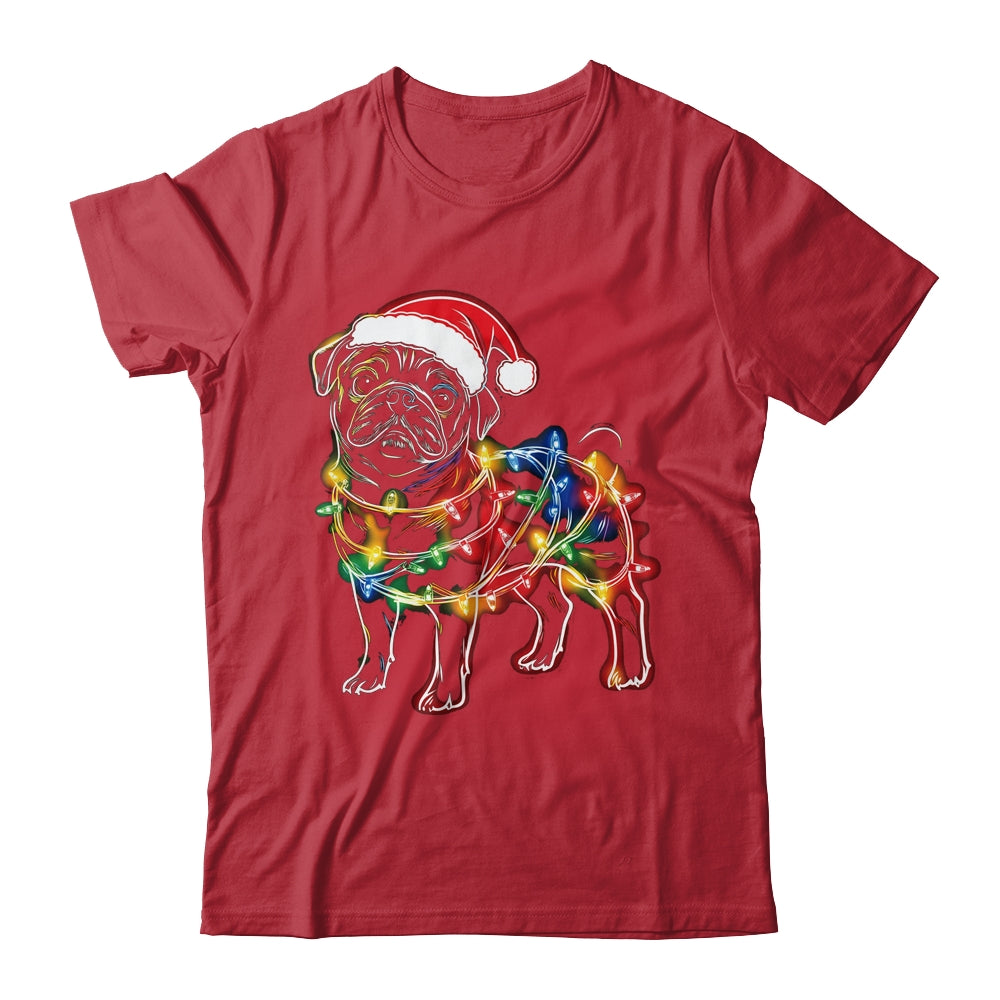 Funny Santa Pug Retriever Christmas Lights Dog Lover Shirt & Sweatshirt | teecentury