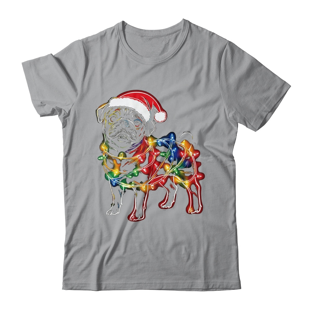 Funny Santa Pug Retriever Christmas Lights Dog Lover Shirt & Sweatshirt | teecentury
