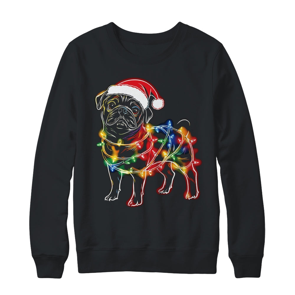 Funny Santa Pug Retriever Christmas Lights Dog Lover Shirt & Sweatshirt | teecentury