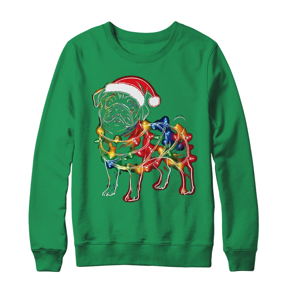 Funny Santa Pug Retriever Christmas Lights Dog Lover Shirt & Sweatshirt | teecentury