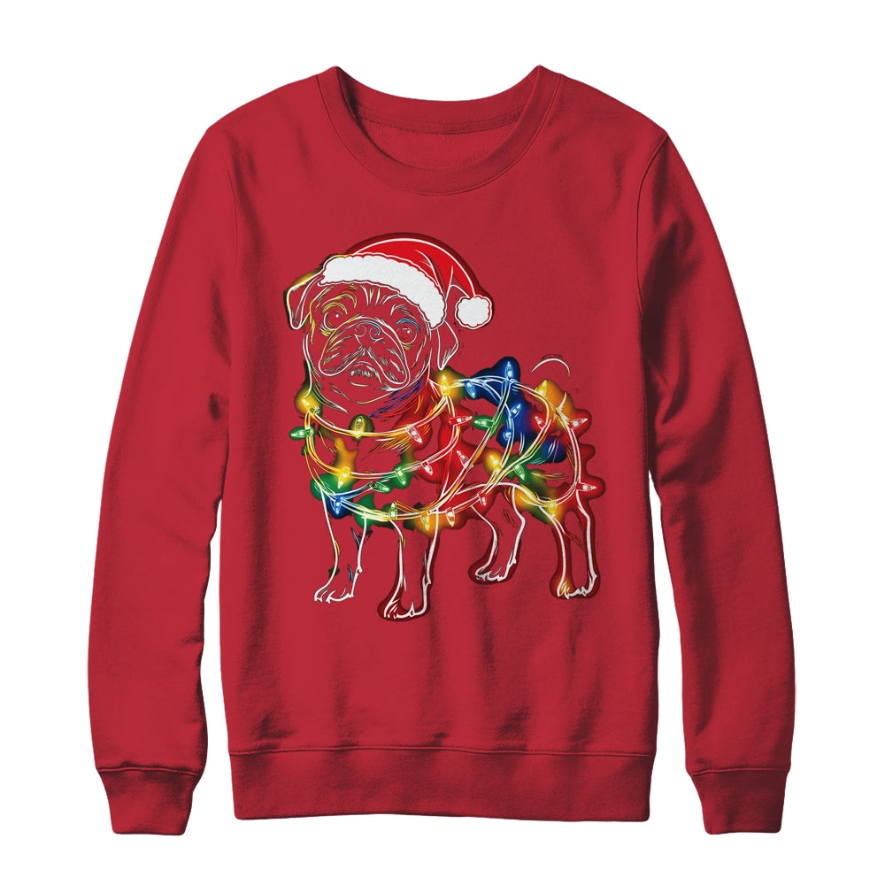 Funny Santa Pug Retriever Christmas Lights Dog Lover Shirt & Sweatshirt | teecentury