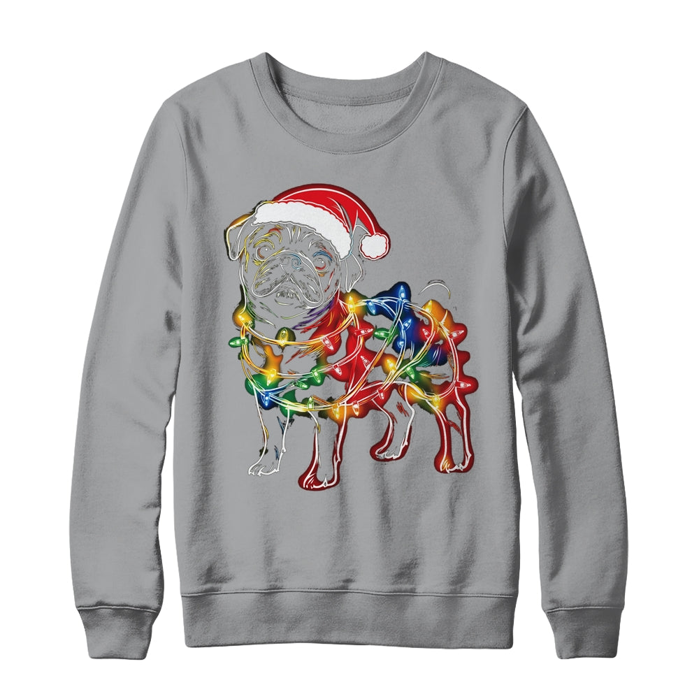Funny Santa Pug Retriever Christmas Lights Dog Lover Shirt & Sweatshirt | teecentury